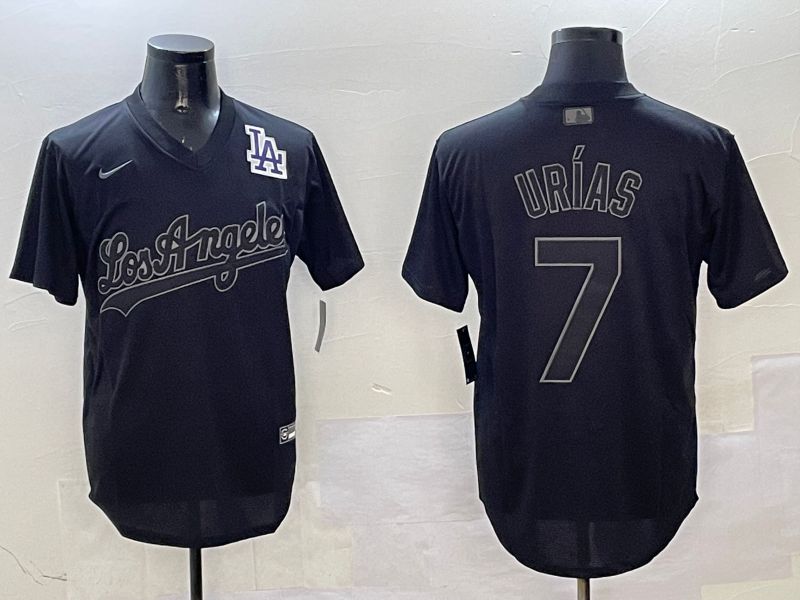 Men Los Angeles Dodgers #7 Urias Black Fashion Game 2025 Nike MLB Jersey style 3184